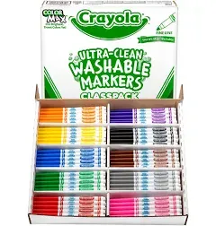 Crayola 588211 10 Colors Fine Bullet Tip Washable Marker CP (200/Box) New