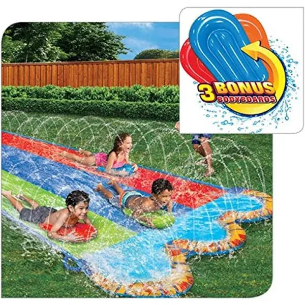 Banzai Triple Racer 16 Ft Water Slide with 3 Body Boards Included.  NEW ~ Sealed