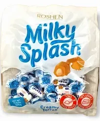 Roshen Milky Splash, Caramel Creamy Toffee with Milk Filling, Kosher, Halal 2.2lb/1kg