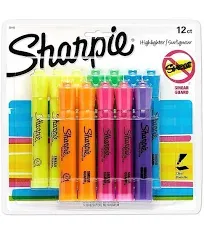 Sharpie Tank Style Highlighters, Assorted Ink Colors, Chisel Tip, 12/Pack