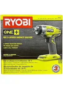 Ryobi 1/4 in. 18V Cordless 3-Speed Impact Driver (Tool Only) P 237