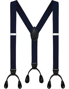 Moulen Men's Y-Back 1.4 Inches Wide Button End Elastic Adjustable Suspenders