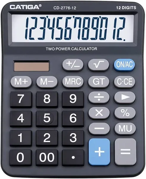 Adesso CD-2776B Premium Commercial 12 Digits Basic Calculator (Black)