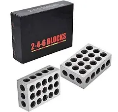 1 Pair Ultra Precision 2-4-6 Blocks 23 Holes Matched .0002&#034; Machinist 246