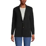 Lands' End Women's Fine Gauge Cotton Button Front Blazer Sweater - Black