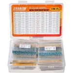 HUAREW 25 Values Single Resistor Kit with 1000 Pcs 1 Ohm-1M Ohm 1/2 W 1% Metal F