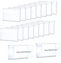 50pcs Labels for Storage Bins Plastic Label Clip, Basket Labels Clip On Wire ...