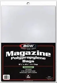 BCW Magazine Bags Resealable Poly Sleeves &amp; BCW Magazine Boards 15 CT. EA. COMBO