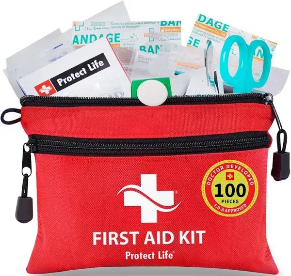 First Aid Kit - 100-Piece Small First Aid Kit for Sports, Outdoors &amp; Travel