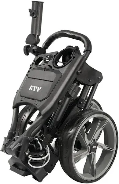 KVV 3 Wheel Foldable/Collapsible Golf Push Cart Ultra Lightweight Smallest Folding size, New-Version Scorecard Holder