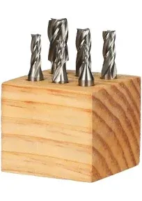 6 PIECE 4 FLUTE HIGH SPEED STEEL END MILL SET WITH 3/8&#034; SHANK (8000-0002)