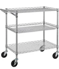 Finnhomy 3 Tier Heavy Duty Commercial Grade Utility Cart, Wire Rolling Cart with