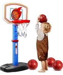 Toddler Basketball Arcade Game Set, Adjustable Basketball Goal with 4 Balls