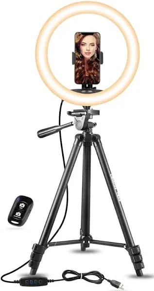 UBeesize 10&#034; Selfie Light Ring W/ 50&#034; Extendable Tripod