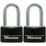 (2-Pk) Covered Padlock with Key Black 1-1/2&#034; Shackle 1-9/16&#034; Wide 141TLF