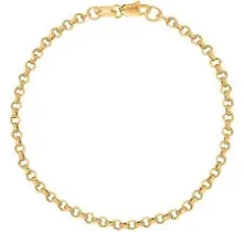 Ritastephens 10k Yellow Gold Rolo Foot Ankle Chain Anklet, Bracelet, or Necklace Women's