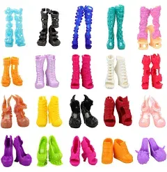 Barwa 10 Pairs Doll Shoes Accessories for Doll Fashion High Heels Sandals Boo...