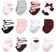 Hudson Baby Infant Girl Cotton Rich Newborn and Terry Socks