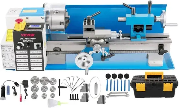 VEVOR Mini Metal Lathe 7"x14" Benchtop Metal Lathe 550W Variable Speed 2250RPM Metal Lathe