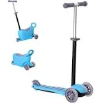 3-in-1 Ride On Push Car, Kids Scooter, Sliding Walker, Push Rider, with Adjustable Handlebar, 3 Balanced Wheels, Removable Storage Seat, for Boys and Girls Aged 2-6 Years Olds, Blue