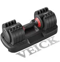 VEICK 25/55 lbs Adjustable Dumbbell, Fast Adjust Weight Dumbbell with Anti-Slip Turning Handle for Men Women, Dumbbell with Tray for Home Gym Full Body Workout Fitness