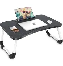 Laptop Bed Desk, Portable Foldable Laptop Tray Table with Tablet Slot, Lapdes...