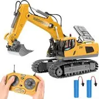 Remote Control Toys for Boys Turns 680-degree 2 Batteries Metal Excavator