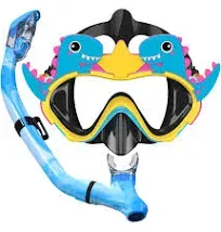 Adicop Kids Snorkel Set Dry Top Snorkel Mask with Carrying Bag Kids Youth Junior Snorkeling Gear for Boys and Girls Age from 5-13 Years Old