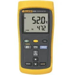 Fluke Thermocouple Thermometer: Includes NIST-Traceable Certificate, Min/Max/Avg/Dif, 0.1C/1C, USB Model: FLUKE-51-2/CWG