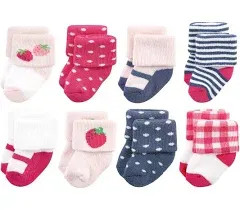 Hudson Baby Infant Girls Cotton Rich Newborn and Terry Socks