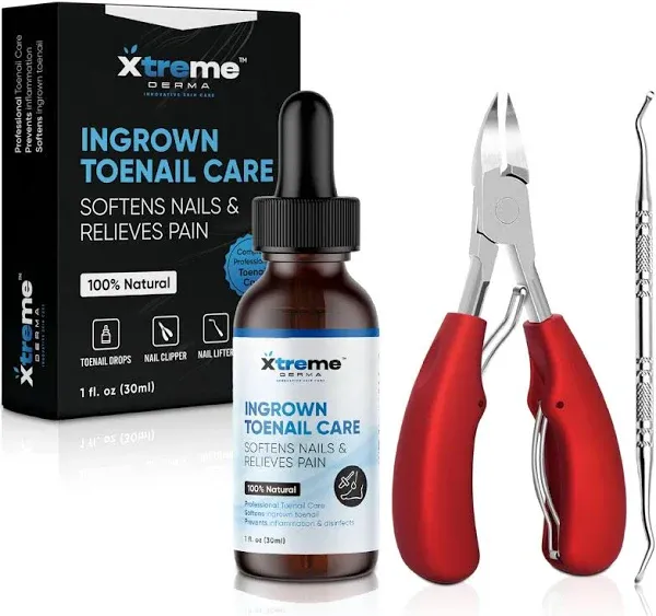 Ingrown Toenail Treatment - Complete 3 in 1 Ingrown Toenail Removal Kit + Pain Relief - Includes Ingrown Toenail Drops - Clippers - Nail Lifter - 100% Natural