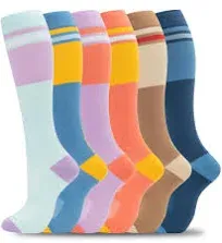 fenglaoda Compression Socks for Women Men Support Circulation 6 Pairs Socks for Nurse