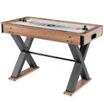 Hathaway Fullerton 48-in Air Hockey Table with Slide Scorer, Pucks and Strikers, Indoor Family Recreation Game Room, Driftwood, 48-"