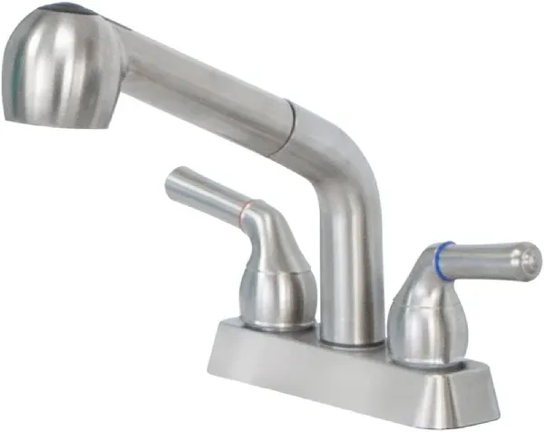 Dual Handle Pull Out Faucet, Chrome Finish, 4 Inch Center Set, Universal Utility