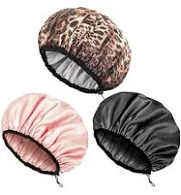 Auban Shower Cap for Women Adjustable Reusable Extra Large Double-Layer Waterproof Bathing Cap