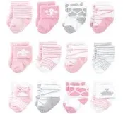 Hudson Baby Infant Girls Cotton Rich Newborn and Terry Socks