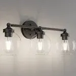 Tipace Industrial Bathroom Vanity Lighting Fixtures 3-Lights Vintage Matte Bl...