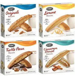 Nonni's Individually Wrapped Biscotti Italian Cookies in 4 Variety Packs - originali, Limone, Turtle Pecan and Cinnamon Coffee Cake Made with Real