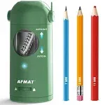 AFMAT Electric Pencil Sharpener, Robot Pencil Sharpener for Colored Pencils 7-11.5mm, Auto in & Out, Fully Automatic Rechargeable Hands-Free Pencil Sharpener for Home Classroom, Green