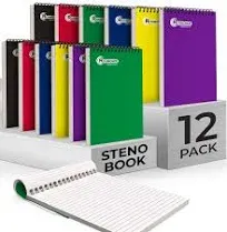 48 Pack Bulk Spiral Steno Book, 6" x 9" Gregg Ruled Steno Notebook, Assorted Covers, 80 Sheets (160 Pages) Bulk Steno Notebooks for Writing Notes in Office, School, College, Spiral Note Pads