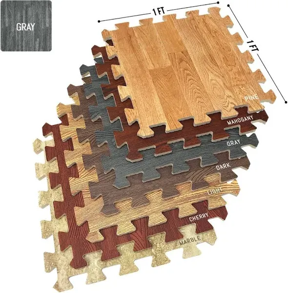 Sorbus Wood Grain Interlocking Foam Floor Mats for Playroom