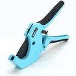 SHALL PVC Pipe Cutter, Cuts Up to 2-1/2, Heavy-Duty Aluminum Ratchet Pipe Cutter Tool for PVC, PPR, PE, PEX, Plastic Hoses & Plumbing Pipes, Fast Pipe