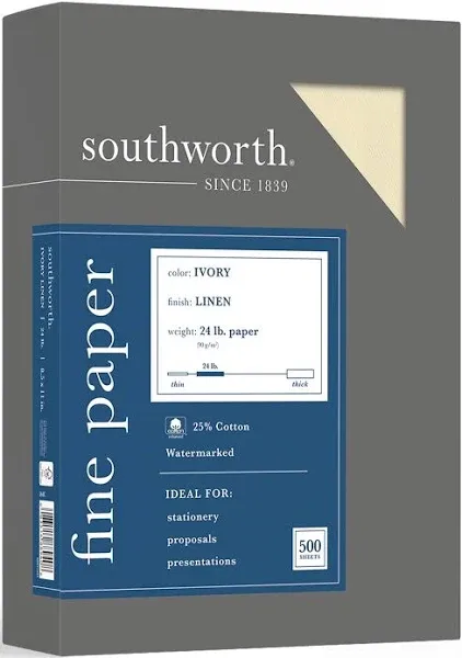 Southworth 25% Cotton Business Paper Linen 24 lb