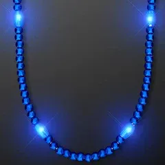 FlashingBlinkyLights Blue Light Up LED Mardi Gras Bead Necklace