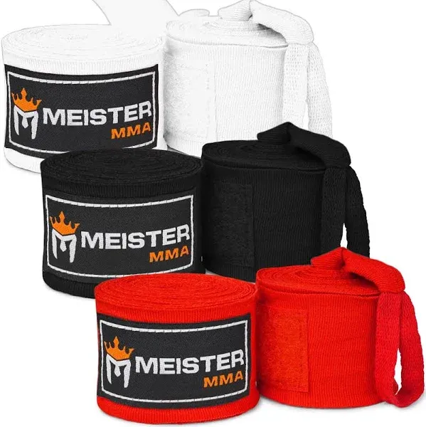 Meister Adult 180" Hand Wraps for MMA & Boxing - 3 Pairs Pack