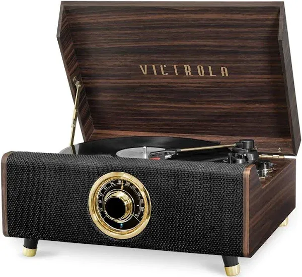 Victrola&#039;s 4-in-1 Highland Bluetooth Record Player with 3-Speed Turntable with F