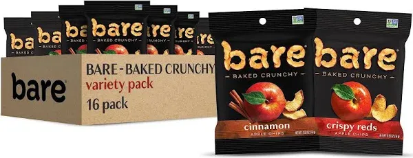 Bare Baked Crunchy, Apples Fuji & Reds and Cinnamon Variety Pack, 0.53 Ounce (Pack of 16)