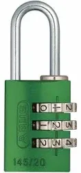 ABUS 145/20 C 20mm Body 3 Dial Resettable Combination Padlock, Green