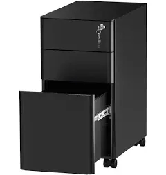 3-Drawer Slim File Cabinet with Lock