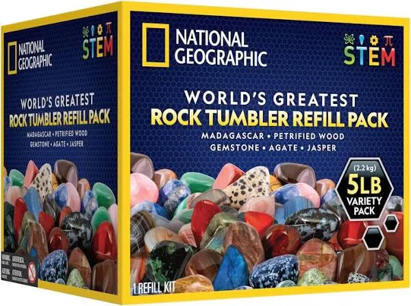 NATIONAL GEOGRAPHIC Rock Tumbler Refill Kit - 5 lb. Mix of Rocks for... 